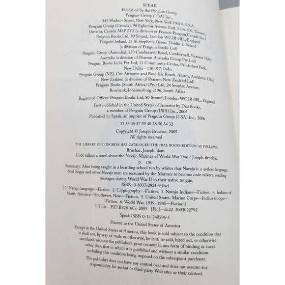 Code Talker A Novel About the Navajo Marines of WWII Joseph Bruchac - Picture 6 of 7